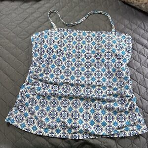 MYNAH TANKINI Size XL Halter Top Removable Strap Padded Shelf Bra Blue Swimsuit